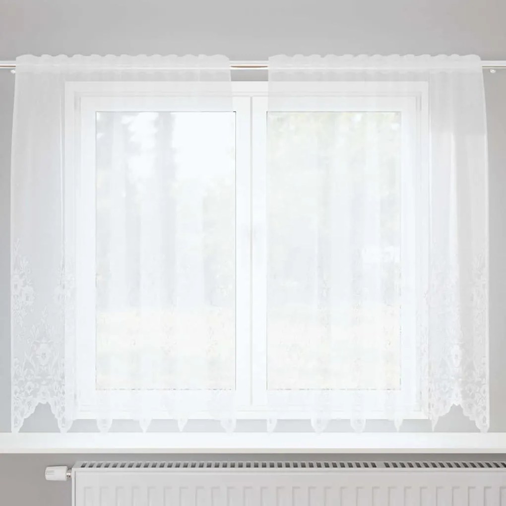 vidaXL Κουρτίνες με κουρτίνες Floral Λευκό 150 x 180 cm Πολυεστέρας
