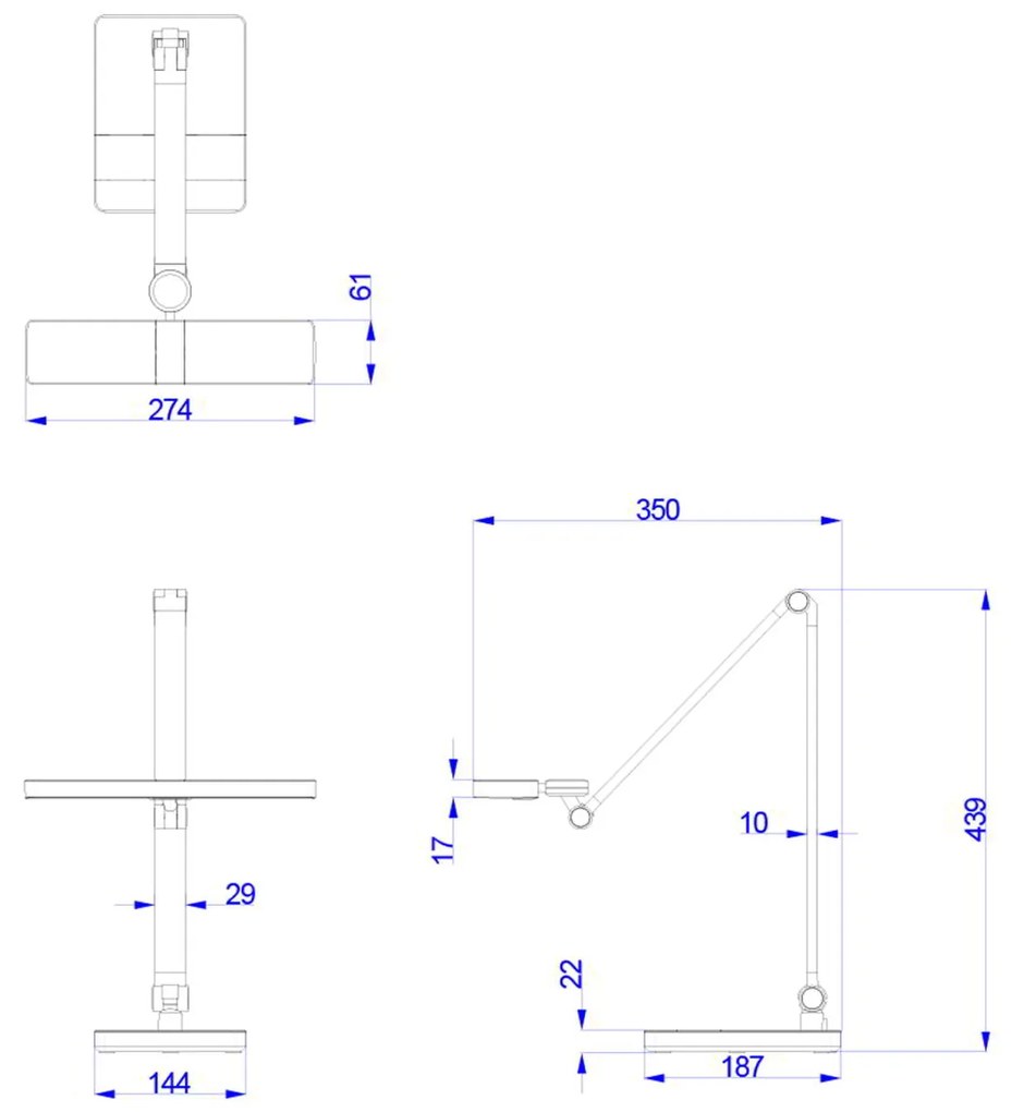 ΦΩΤΙΣΤΙΚΟ ΓΡΑΦΕΙΟΥ LED BLAIN PRO HM4461.02 ΜΑΥΡΟ ΜΑΤ ABS 35x43,9Υεκ.