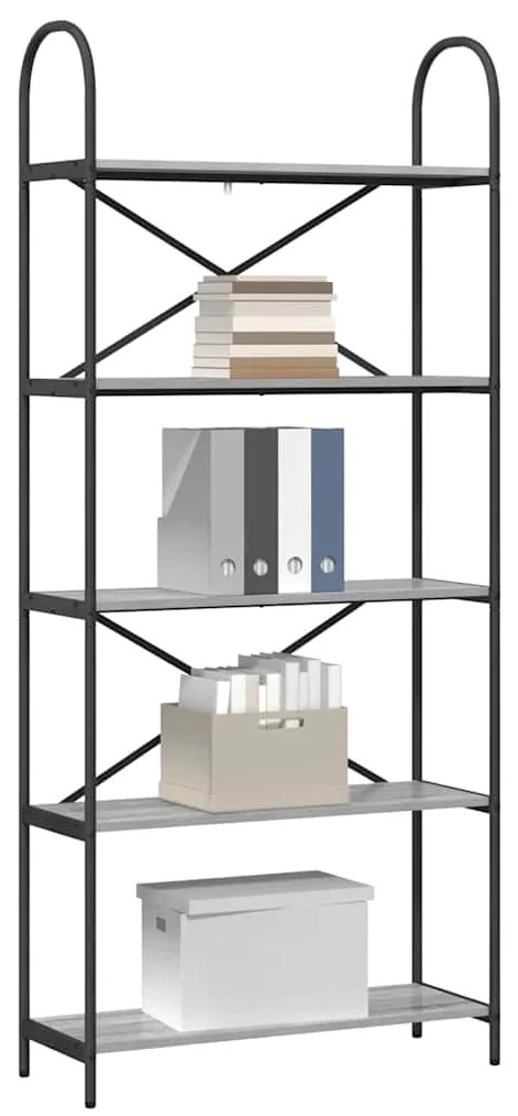 vidaXL Ράφι Βιβλίων Γκρι sonoma 80 x 30 x 183 εκ Επεξεργασμένο ξύλο