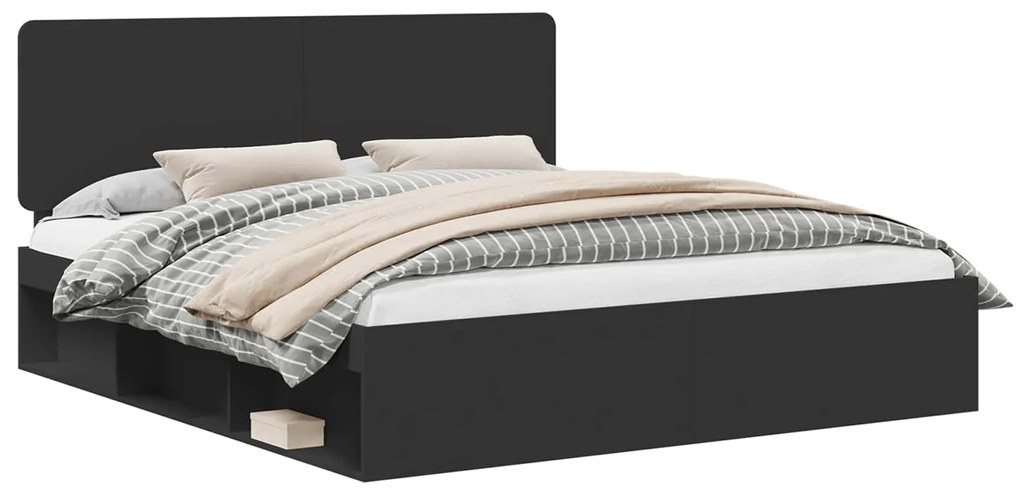 vidaXL Σκελετός Κρεβατιού Μαύρο 200 x 200 cm Στερεά ξυλεία πεύκου