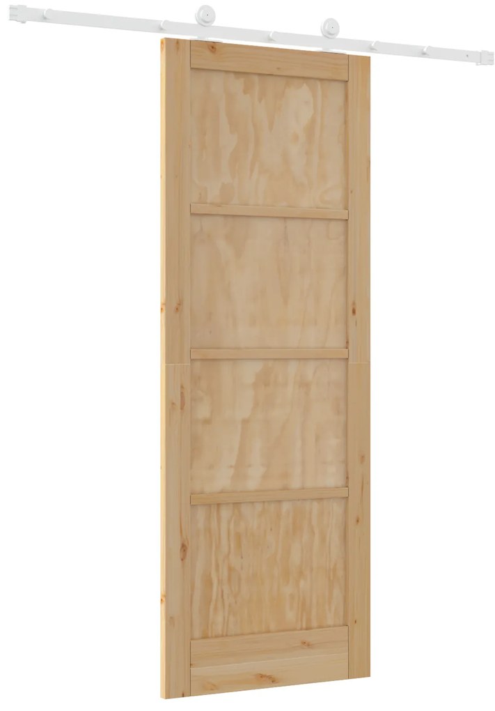 vidaXL Συρόμενη Πόρτα με Σετ Εξαρτημάτων 78x211 cm Συμπαγές Ξύλο Πεύκου