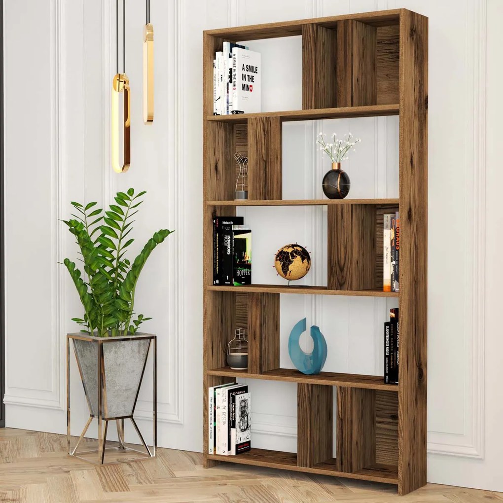 Βιβλιοθήκη Δαπέδου 12 Θέσεων (90x20x180) A-G Lima 845HCT3643 Walnut