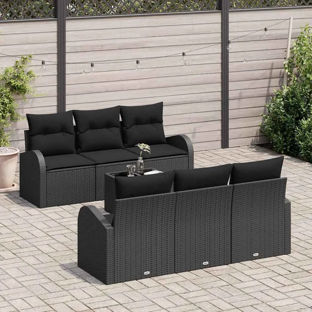 vidaXL Σετ Καναπέ Κήπου με μαξιλάρι 7 pcs Μαύρο 55 x 55 x 37 εκ
