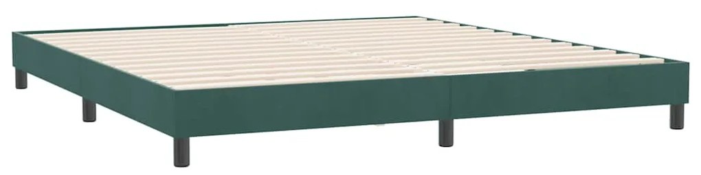 vidaXL Κρεβάτι Boxspring με Στρώμα Σκούρο Πράσινο 180x210εκ. Βελούδινο