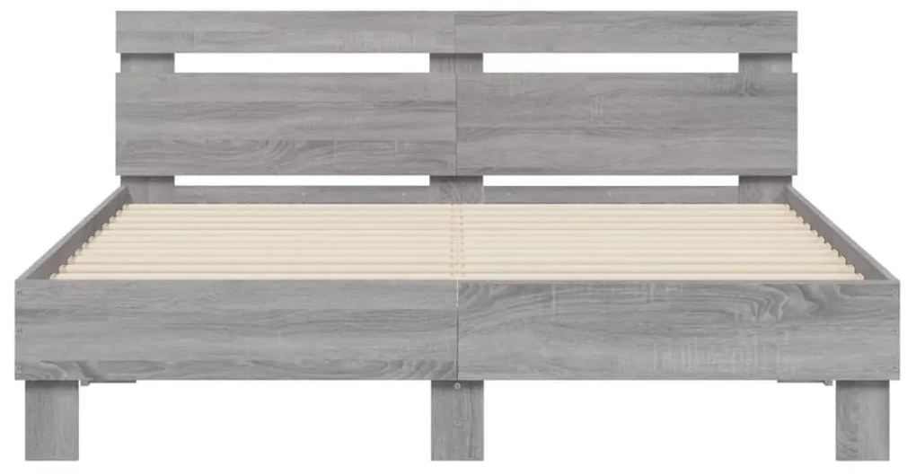 vidaXL Πλαίσιο Κρεβατιού με Κεφαλάρι Γκρι Sonoma 150x200εκ. Επεξ. Ξύλο