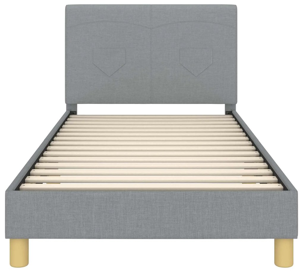 vidaXL Κρεβάτι Παιδικής Κρεβατοκάμαρας με Κεφαλάκι Ανοιχτό γκρι ύφασμα