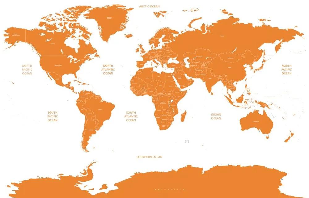 Εικόνα στον παγκόσμιο χάρτη φελλού με μεμονωμένες πολιτείες σε πορτοκαλί χρώμα - 120x80  flags