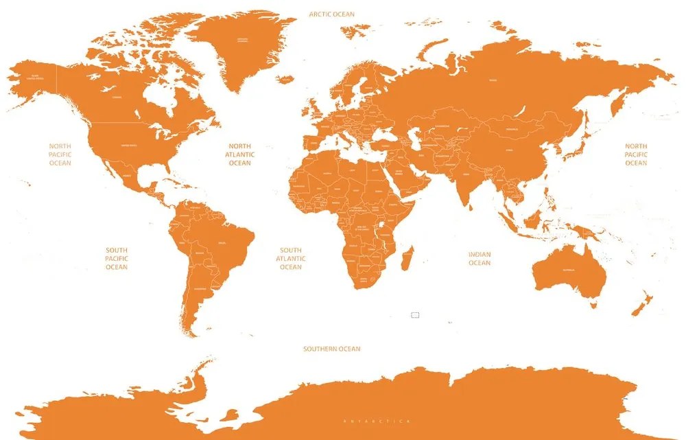 Εικόνα στον παγκόσμιο χάρτη φελλού με μεμονωμένες πολιτείες σε πορτοκαλί χρώμα - 120x80  place