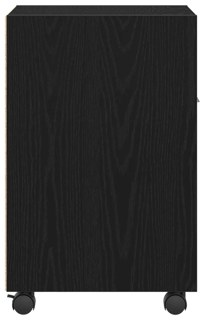 vidaXL Κομοδίνο με Ρόδες Μαύρο Δρυς 33x38x60 εκ Ξύλο