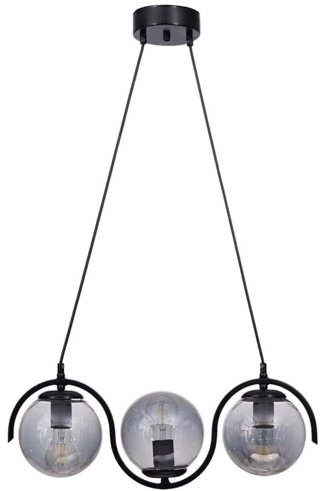 Φωτιστικό Οροφής 534LUN5969 55x15x80cm 3xE27 40W Black-Fume Opviq