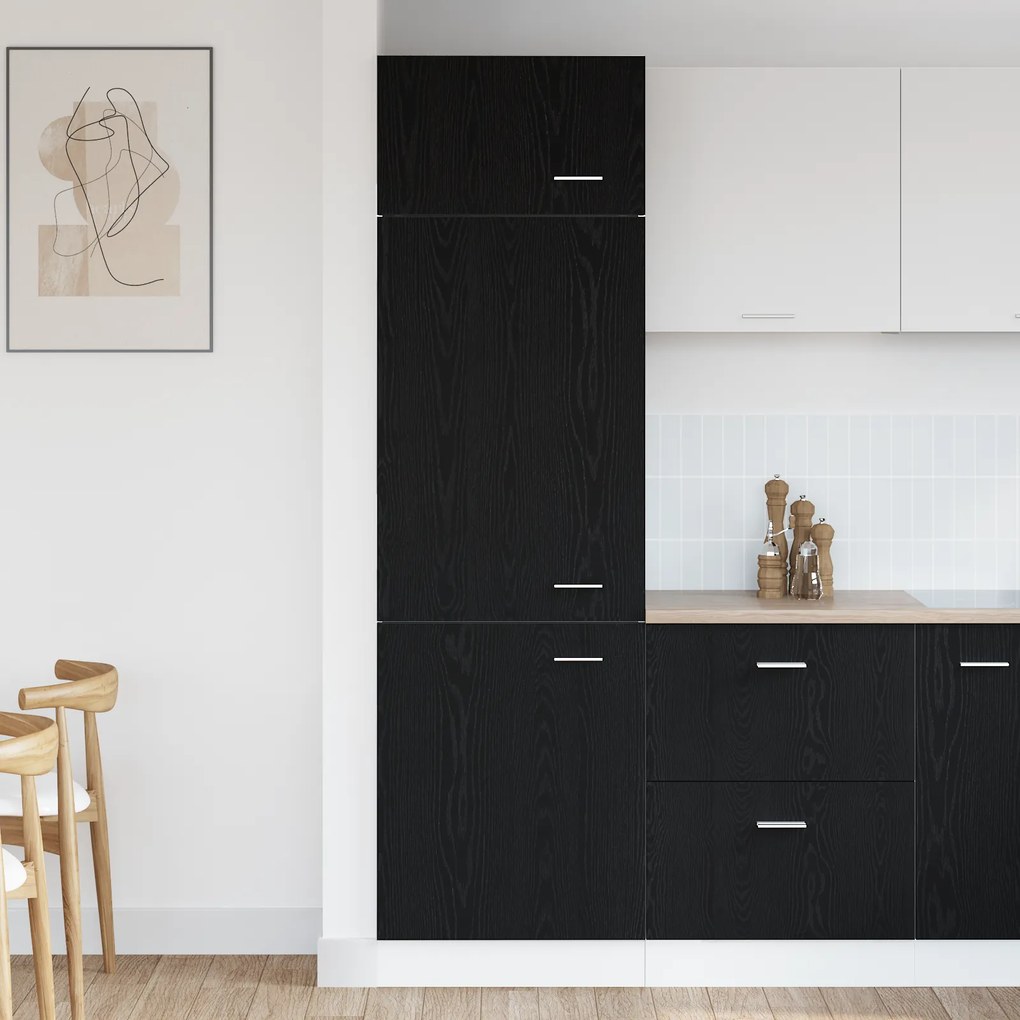 vidaXL Ντουλάπα Ψυγείου σε Μαύρη Δρυς - 60x57x207 εκ, Ξύλινη Κατασκευή