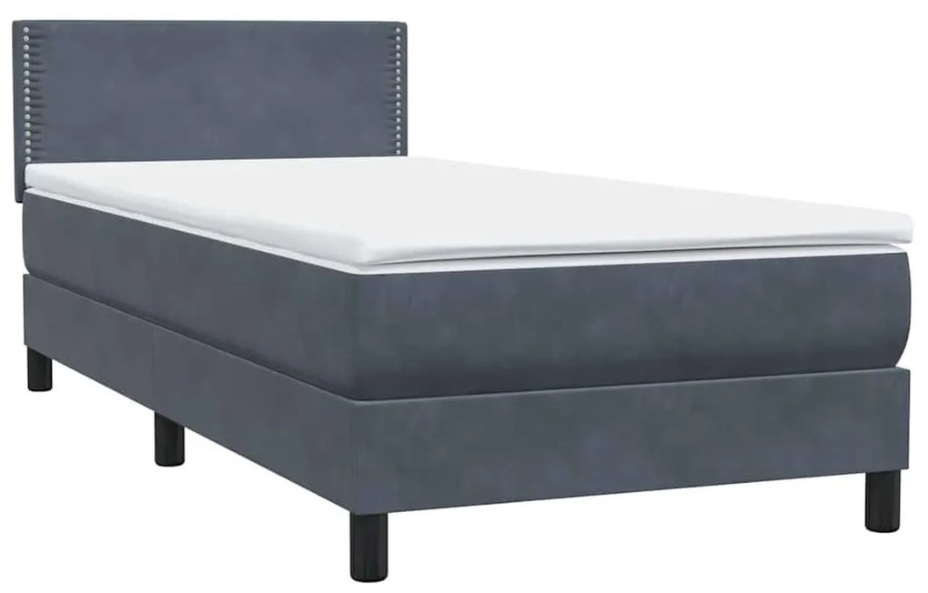 Box Spring Κρεβάτι με στρώμα Σκούρο γκρι 100x220 εκ. Βελούδινο - Γκρι