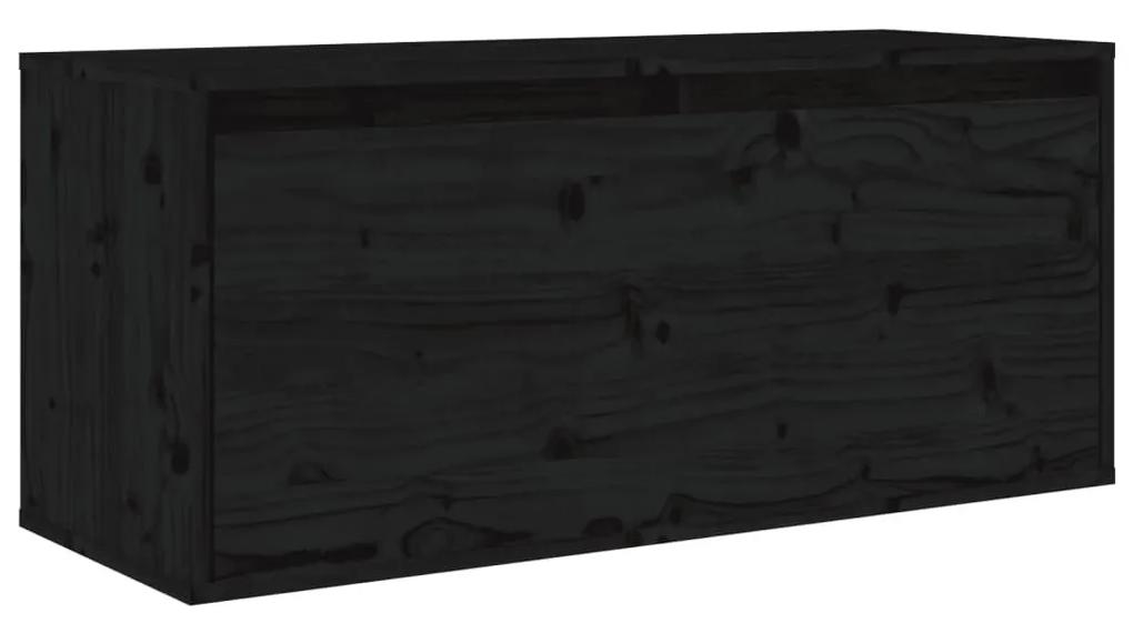 Ντουλάπι Τοίχου Μαύρο 80 x 30 x 35 εκ. από Μασίφ Ξύλο Πεύκου - Μαύρο