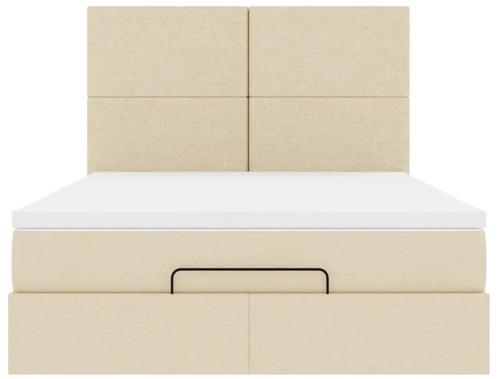 vidaXL Οθωμανικό κρεβάτι με στρώμα Cream 140x200cm ύφασμα