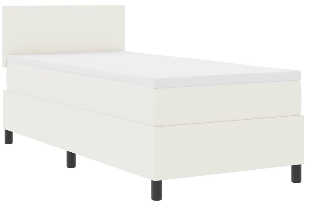 vidaXL Κρεβάτι με ελατήρια και στρώμα & LED Κρεμ 90x200 εκ. Ύφασμα καπιτονέ
