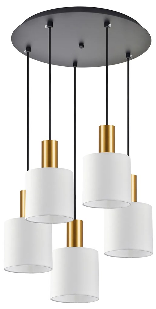 Φωτιστικό Οροφής SE21-GM-4-5BL-SH1 ADEPT TUBE Gold Matt Pendant White Fabric Shade+ - 77-8601 - 51W - 100W - 77-8601