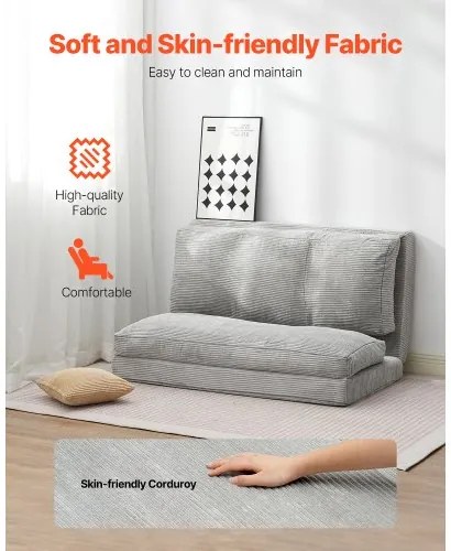 VEVOR Folding Sofa Bed Foldable Couch Bed with Washable Cover Dark Grey (Full)
