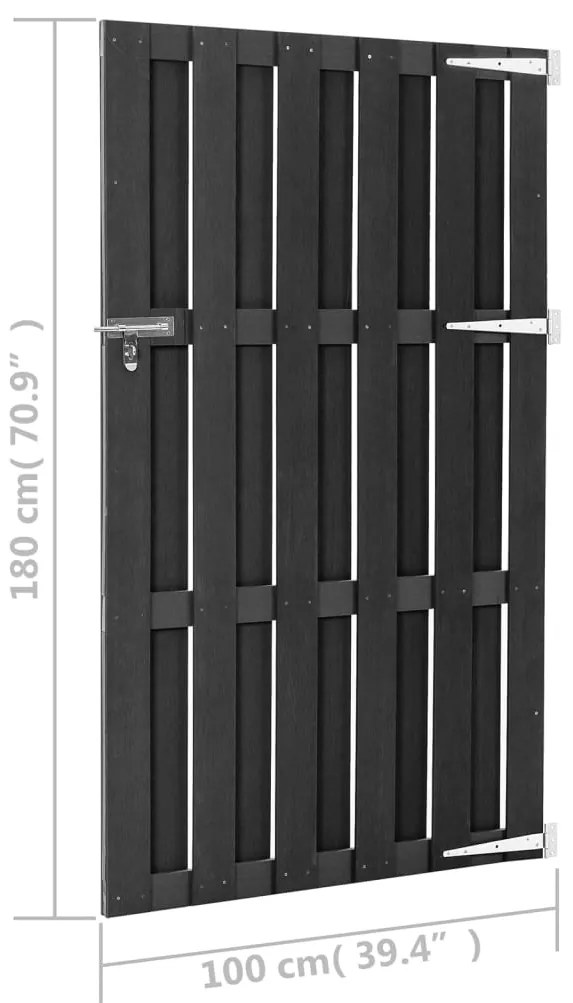 vidaXL Πόρτα Φράχτη Γκρι 100 x 180 εκ. από WPC