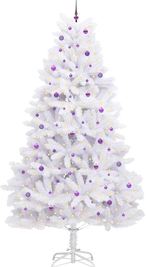 vidaXL Τεχνητό Χριστουγεννιάτικο Δέντρο με Άξονα με βάση Λευκό 300 cm