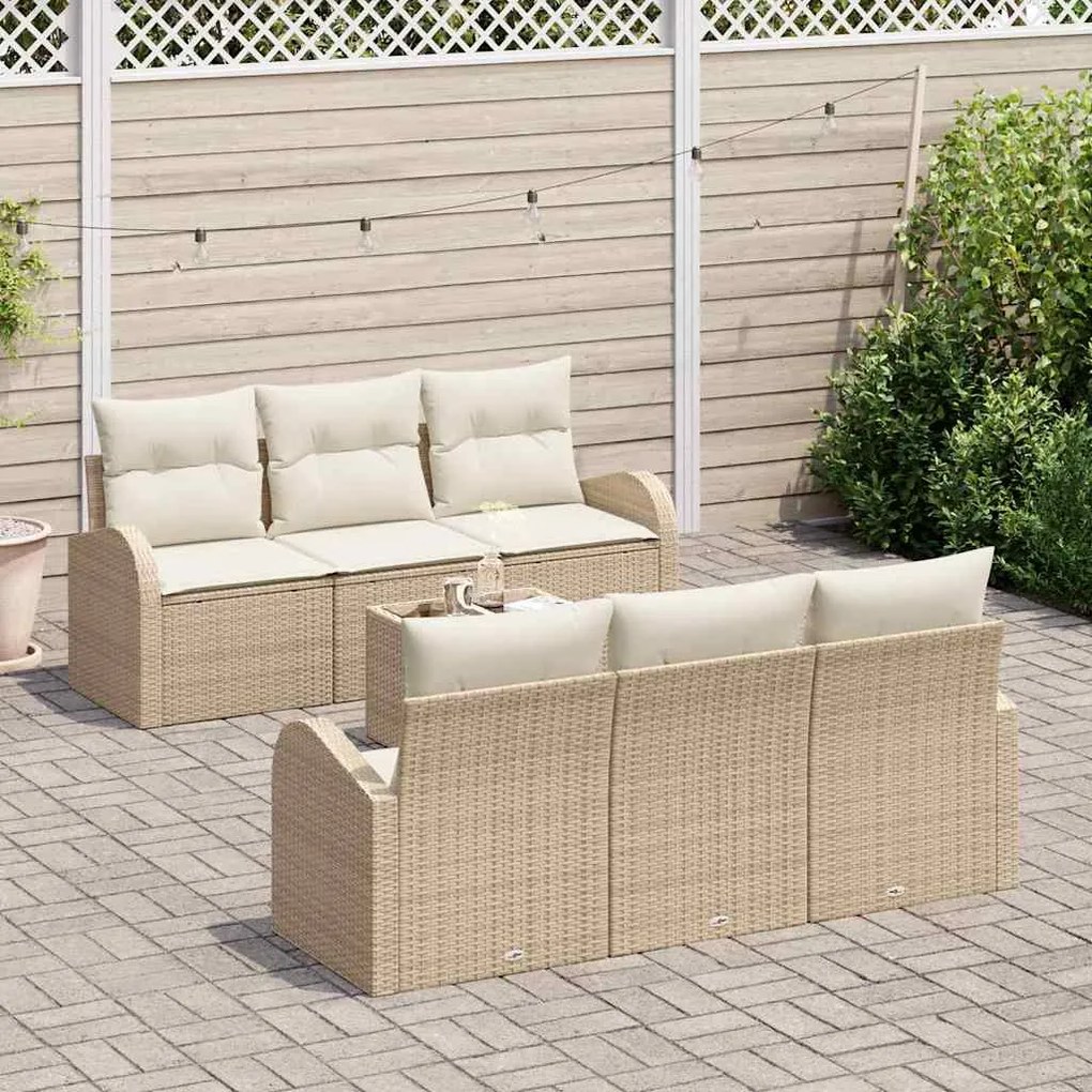 vidaXL Σετ Καναπέ Κήπου 7 pcs Μπεζ 55 x 55 x 37 εκ Πολυ ράταν