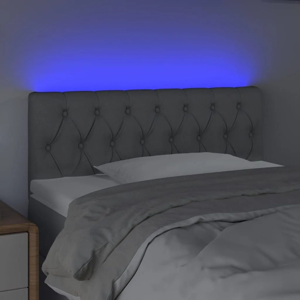 Κεφαλάρι Κρεβατιού LED Ανοιχτό Γκρι 100x7x78/88 εκ. Υφασμάτινο - Γκρι