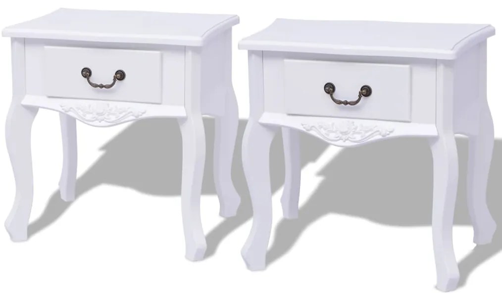 vidaXL Κομοδίνα 2 τεμ. Λευκά από MDF