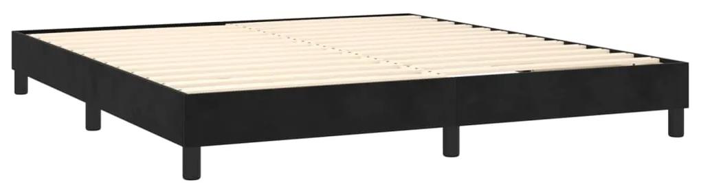 vidaXL Κρεβάτι Boxspring με Στρώμα & LED Μαύρο 160x200 εκ. Βελούδινο