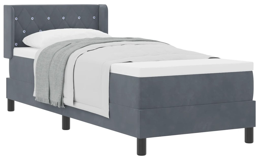 vidaXL Κρεβάτι Box Spring με Στρώμα Σκούρο Γκρί 80x200 εκ Βελούδο