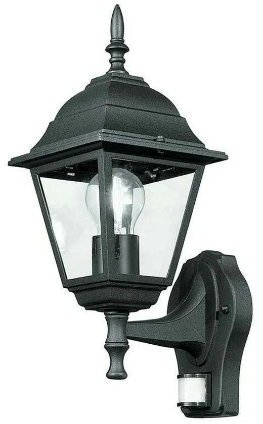 Φωτιστικό Τοίχου - Απλίκα Up Roma LANT-ROMA/AP1A-S 8031435921235 Black 1xE27 60W Με Αισθητήρα 19,5x3