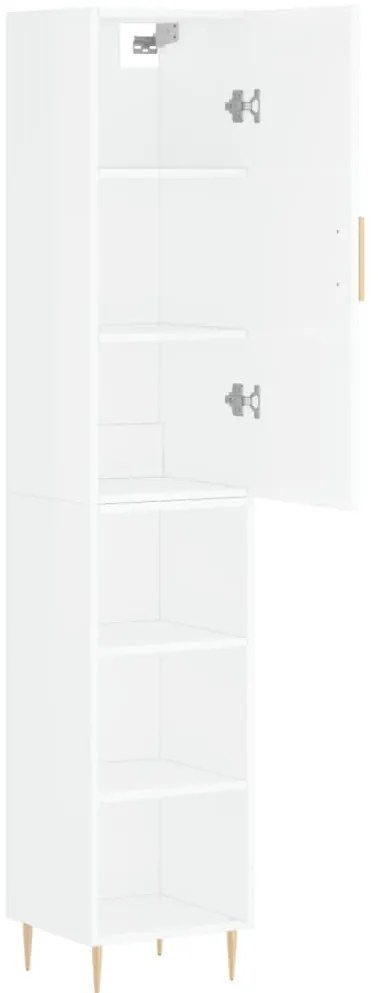 vidaXL Ντουλάπι Γυαλ. Λευκό 34,5 x 34 x 180 εκ. από Επεξεργασμένο Ξύλο