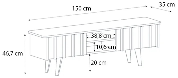 Έπιπλο τηλεόρασης Gemma Megapap χρώμα sepet oak 150x35x46,7εκ.