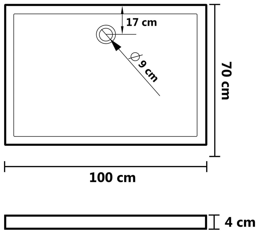 vidaXL Βάση Ντουζιέρας με Σχέδιο Τάπας Λευκή 70 x 100 x 4  εκ. από ABS