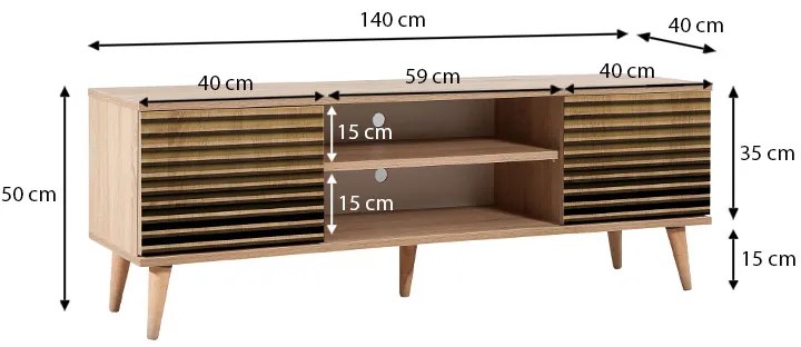 Έπιπλο τηλεόρασης Soho Megapap από μελαμίνη χρώμα sonoma 148x40x50 εκ. - GP052-0002,2