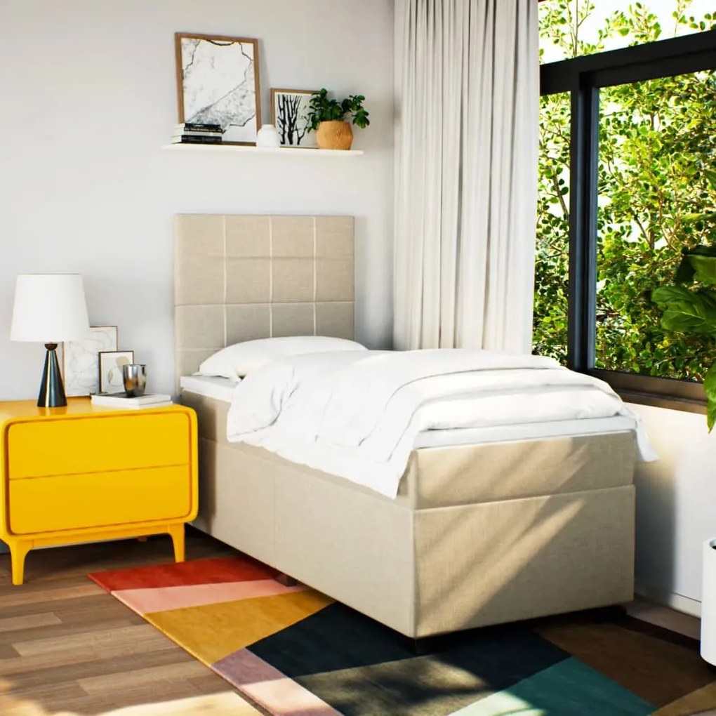 Κρεβάτι Boxspring με Στρώμα Κρεμ 80 x 200 εκ. Υφασμάτινο 3292620