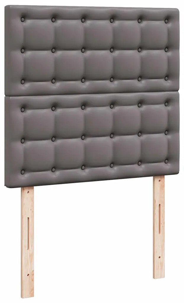 Οθωμανικό κρεβάτι με στρώμα &amp; LEDs Grey 90x200cm Faux Leather 3313833