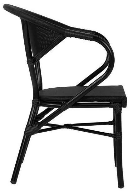 Καρέκλα - Πολυθρόνα CLAY C5025.02 Αλουμινίου Bamboo Look Μαύρη με Textline 59x60x82 εκ. 59x60x82 εκ.