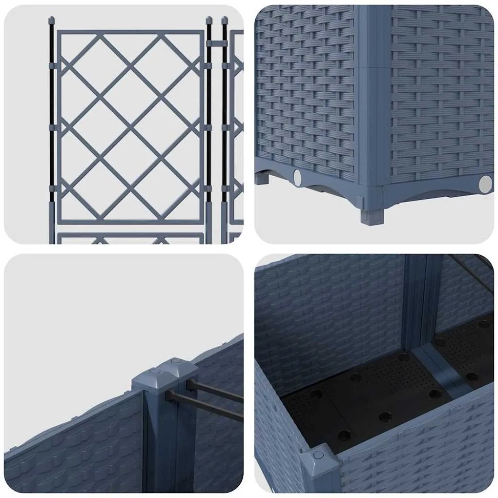vidaXL Κηποτινάκι με Τρέλα 3 pcs Γκρι 80 x 80 x 143 εκ. PP