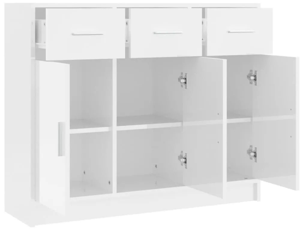 vidaXL Ντουλάπι Γυαλιστερό Λευκό 91x28x75 εκ. από Επεξεργασμένο Ξύλο