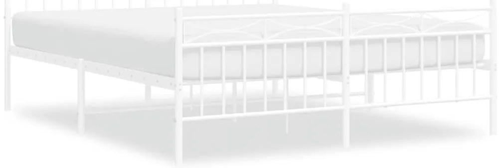 vidaXL Πλαίσιο Κρεβατιού με Κεφαλάρι&amp;Ποδαρικό Λευκό 90x190 εκ. Μέταλλο