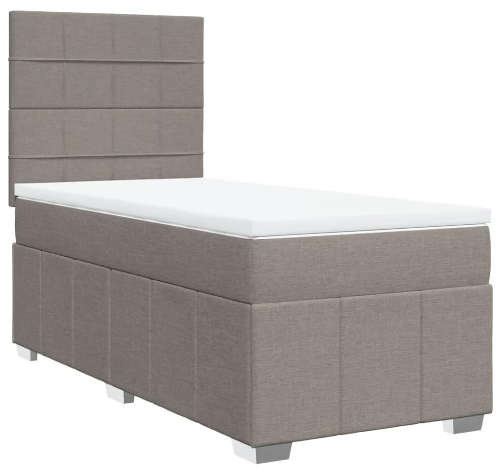 vidaXL Κρεβάτι Boxspring με Στρώμα Taupe 90x200 εκ. Υφασμάτινο