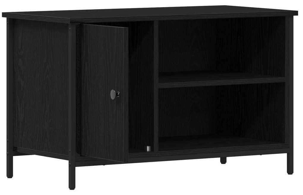 vidaXL Κάστρο Τηλεόρασης Μαύρο Δρυς 80x40x50 εκ Επεξεργασμένο Ξύλο και Χάλυβας
