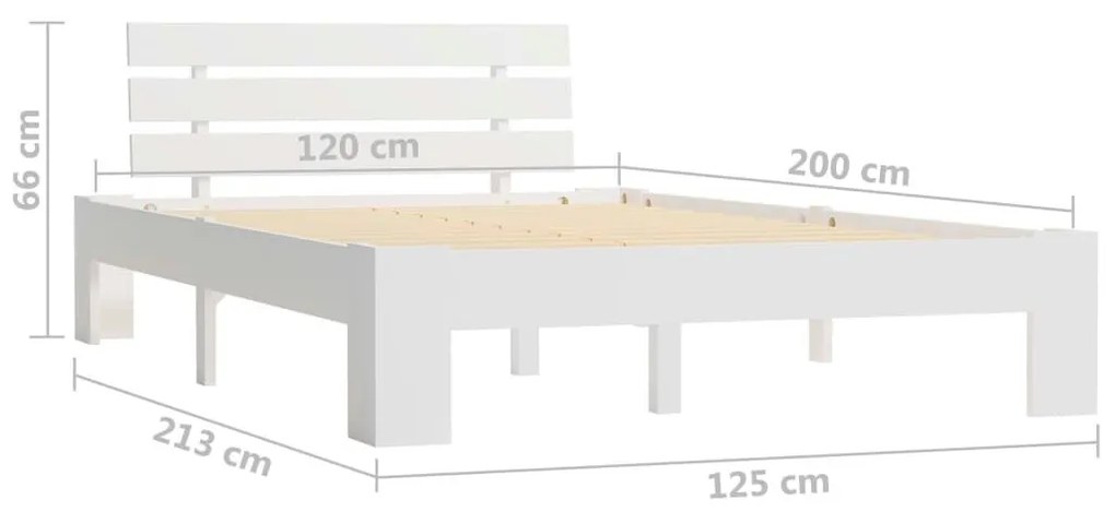 Πλαίσιο Κρεβατιού Λευκό 120 x 200 εκ. από Μασίφ Ξύλο Πεύκου - Λευκό