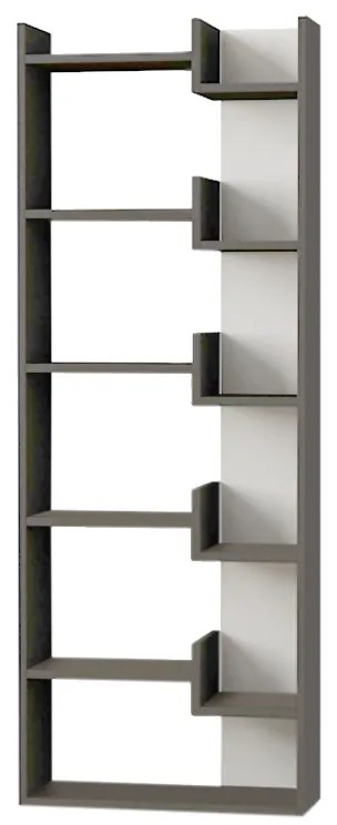 Βιβλιοθήκη Oppa Megapap χρώμα ανθρακί - λευκό 60x22x162εκ.