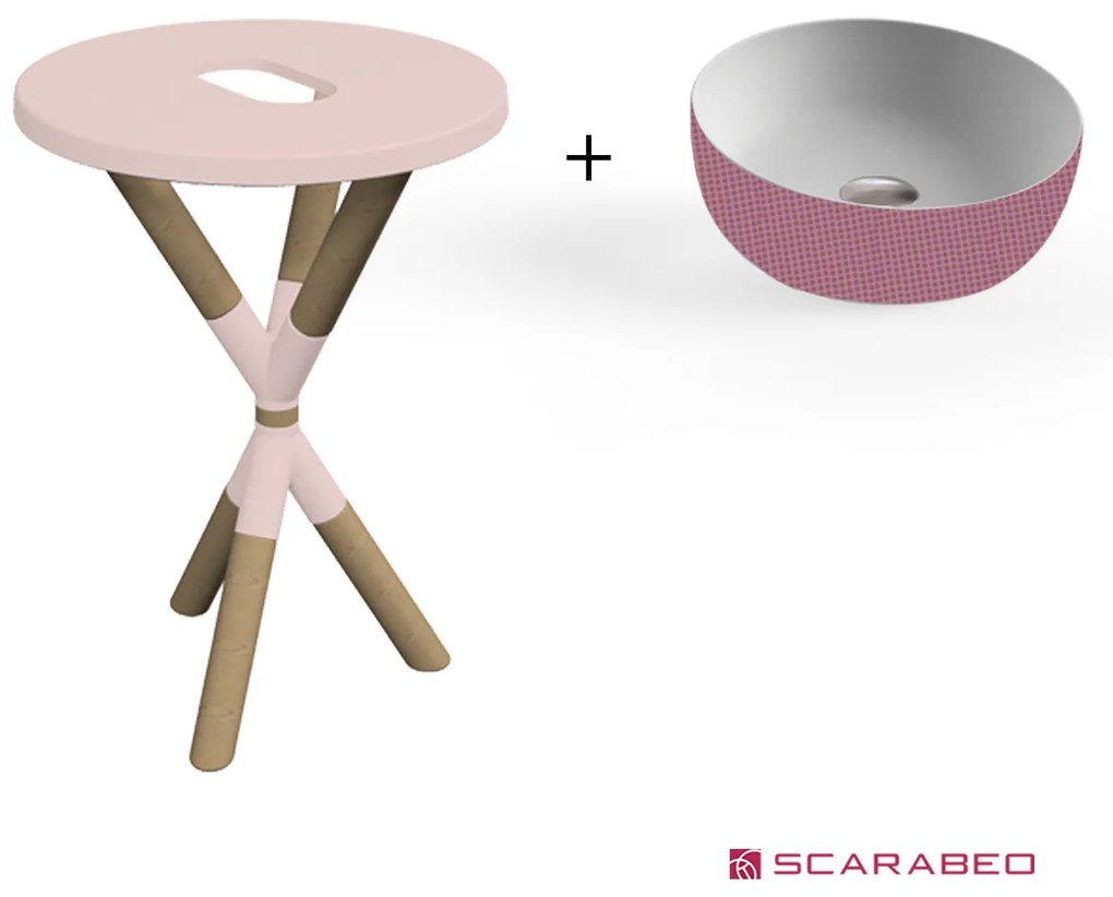 Scarabeo Cross 2501F0-9854 Antique Pink Πάγκος Με Νιπτήρα Glam Pois Pink Ø39εκ.