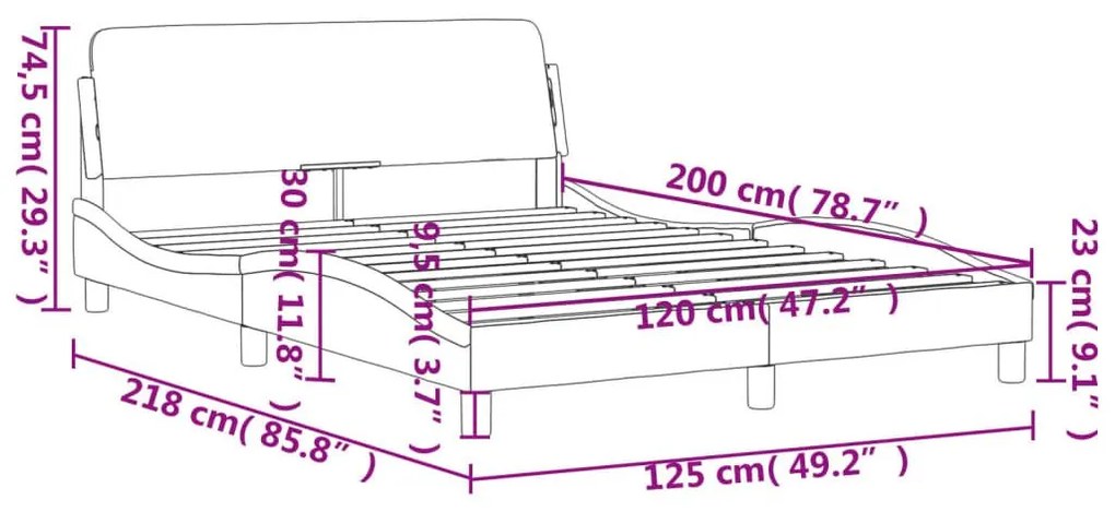 Σκελετός Κρεβατιού Χωρίς Στρώμα Αν. Γκρι 120x200 εκ. Βελούδινο - Γκρι