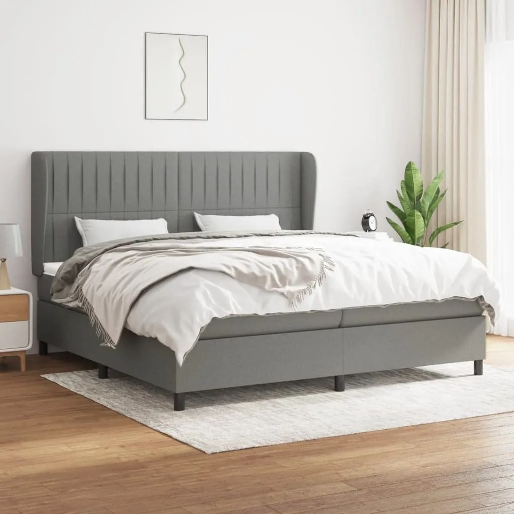 ΚΡΕΒΑΤΙ BOXSPRING ΜΕ ΣΤΡΩΜΑ ΣΚΟΥΡΟ ΓΚΡΙ 200X200 ΕΚ. ΥΦΑΣΜΑΤΙΝΟ 3128150