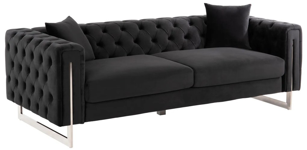 ΚΑΝΑΠΕΣ τ.CHESTERFIELD MOBAR HM3263.04 ΜΑΥΡΟ ΒΕΛΟΥΔΟ-ΜΕΤΑΛΛΙΚΑ ΠΟΔΙΑ 212x87x68Υεκ - HM3263.04