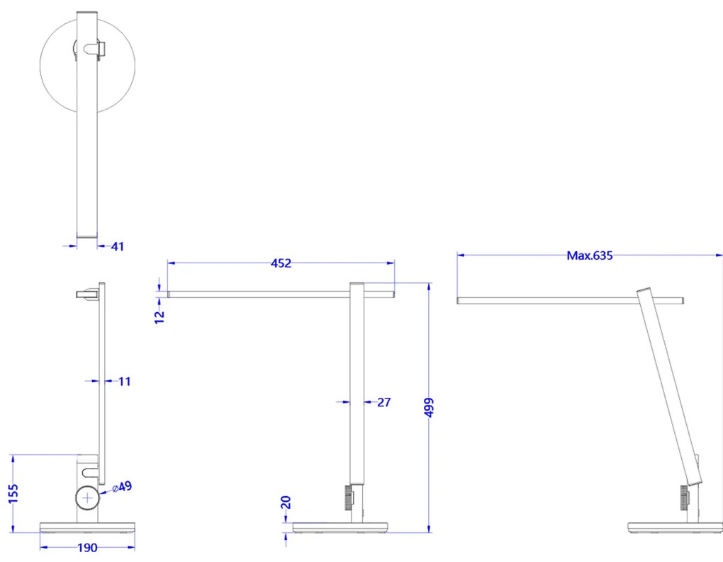 Φωτιστικό Γραφείου LED Blain Pro Ασημί Χρώμα Φ19x49,9Υεκ.