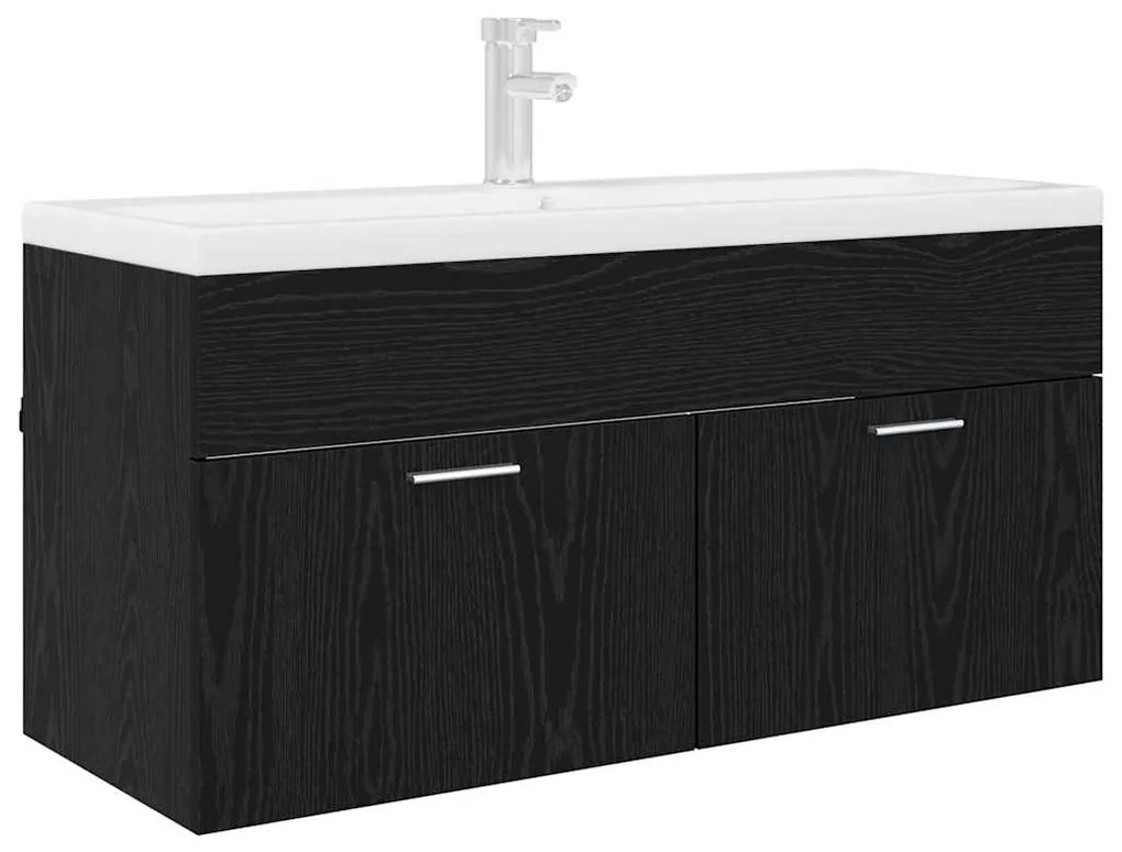 vidaXL Ντουλάπι νιπτήρα με αποθήκευση Μαύρη Οξυά Επεξεργασμένο ξύλο