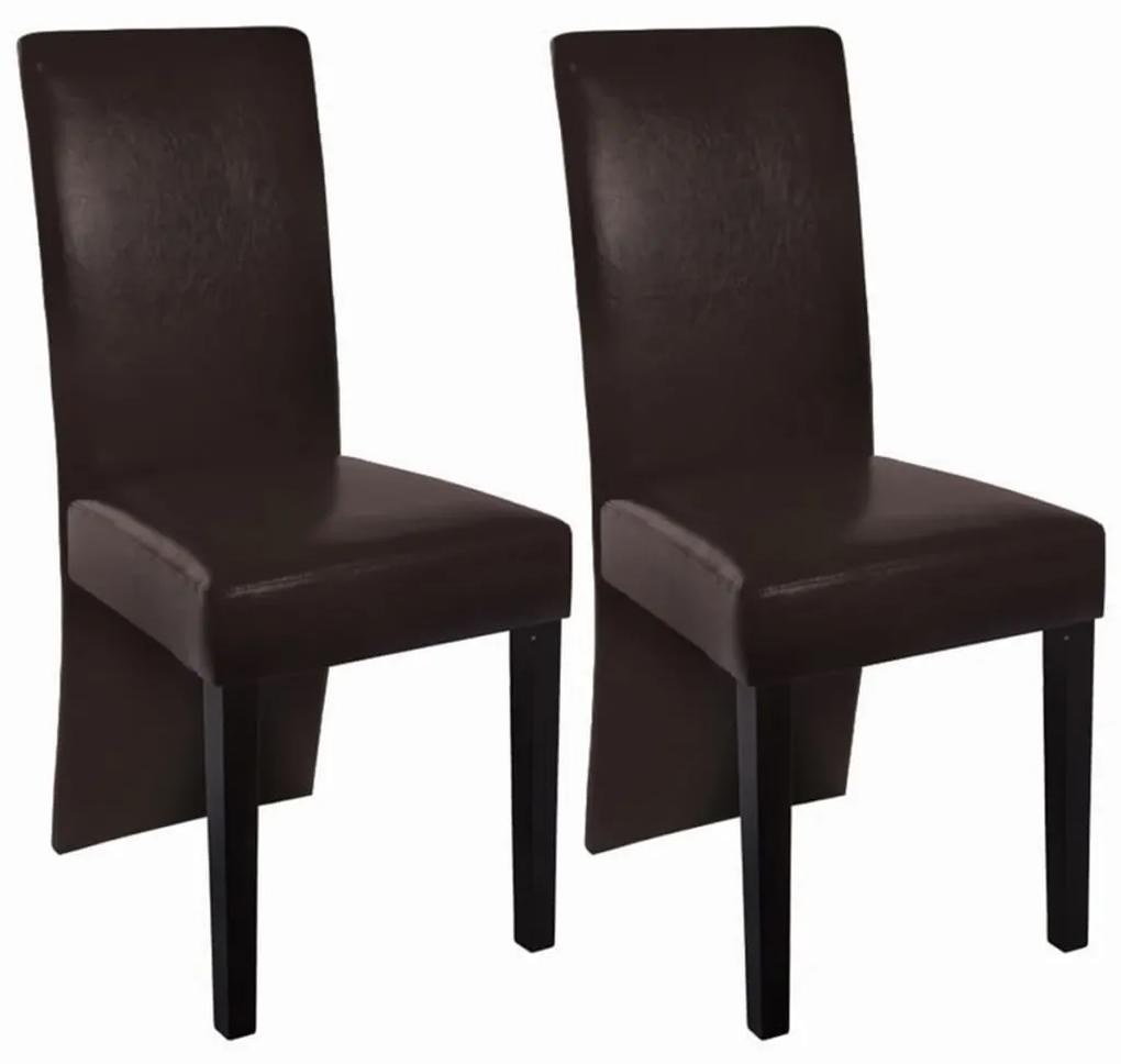 vidaXL Καρέκλες Τραπεζαρίας 2 τεμ. Σκούρο Καφέ από Συνθετικό Δέρμα